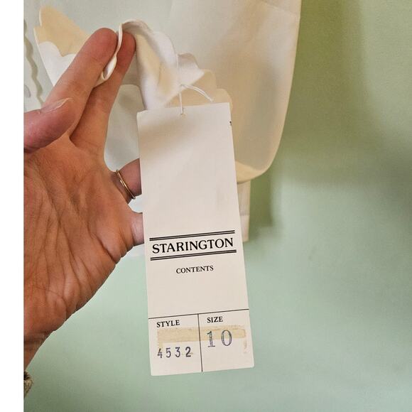 VINTAGE Starington 1980s 80s Twee Coquette White Blouse w/ Scallop Trim Size 10 - Picture 11 of 12